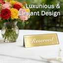 6 Pcs Mirrored Gold Reserved Table Signs, 6" x 2" Double-Sided Acrylic Table Tent Cards for Wedding, Restaurant, Banquet, Ceremony, Party, Events