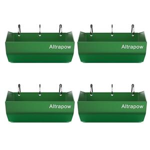 Altrapow 4.5 Quart Hanging Goat Feeder [Material of Metal] with Clips and Nylon Tie Wraps, Fence Feeder [Sturdy and Durable] for Goat, Pig and Dog, Green, 4 Pack