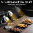 Food Heat Lamp, 500W Commercial Food Warmer Lamp, Rapid & Stable Heating 2-Head Electric Heat Lamp for Buffet, Parties, Catering, Restaurant, Kitchen, Home (Painted Silver)