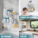 TAILI Shower Caddy Suction Cup 2 Pack with Hooks & Soap Holder, Heavy Duty Shower Organizer for Bathroom, No Drilling Bathroom Organizer with Large Capacity, Metal Storage Holder-White