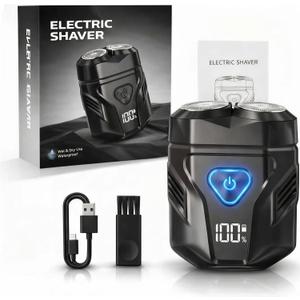 Mini Electric Dual-Head Shaver for Men Rechargeable Portable Razor for Face, Compact & IPX7 Waterproof for Travel, Gift for Husband Boyfriend