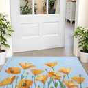 LUMI Spring Floral Door Mat, Low Profile Thin Mesh Doormats, Dirt Trapper Stain Resistant Welcome Mats, Waterproof Outside Mat for Home Decor, 32"x47", Blue