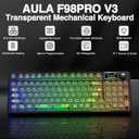 AULA F98 Pro V3 Wireless Mechanical Keyboard with Transparent Keycaps,Hot-swappable,Pre-lubed Linear Switches,Gasket Structure,RGB Backlit,TFT Screen,BT5.0/2.4G/USB-C Wired Computer Keyboard