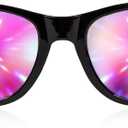 GloFX Ultimate Diffraction Glasses - Black - 3D Prism Effect EDM Rainbow,Black,