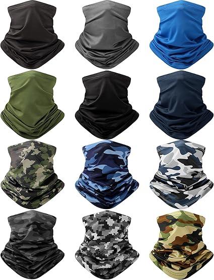 Cuffbow 12 Pack Neck Gaiters Face Mask Balaclava for Men Women Cooling Neck Gaiter Summer UV Protection Scarf (Casual)