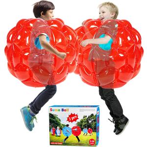 SUNSHINE-MALL 2 PC Kid Sumo Balls,Bumper Bounce Ball for Kids, Grass Ball for Child Outdoor Team Gaming Play.(60 cm,red+red)