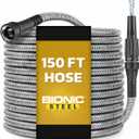 Bionic Steel 150 FT Long Garden Hose with Nozzle, 304 Stainless Steel Metal Water Hose 150ft, Flexible Hose, Kink Free, Lightweight & Durable, Crush Resistant Fitting, Easy to Coil, 500PSI- 2026 Model