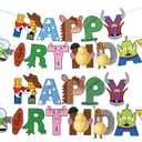 METIXOZE Cartoon Story Happy Birthday Banner Party Decorations Supplies for Boys Girls 1st 2nd 3rd 4th 10th Birhday Party Decor (multi-color)