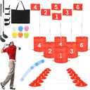 deAO Golf Yard Game Backyard Games for Kids Adults, Portable 6 Holes Golf Course with Balls and Flag, Family Gifts for Outdoor Indoor, Lawn, Park, Beach, Camping, Hotel (Red)
