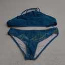 beautyin Womens Floral Striped Halter High Neck Bikini Swimsuit Set Cross (Peacock Blue, Large)