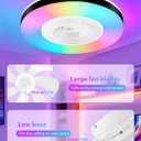 2-in-1 Low Profile Ceiling Fan with Light, 20 Caged Safety Design for Kids - RGB, CCT, Smart APP/Remote Control, Quiet Flush Mount DC Motor, Ideal for Bedroom/Living Room/Kitchen, Black&White