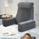 Seniny Reading Pillow for Bed Adult - 22" Back Support Pillow for Sitting Up Rest, Husband Bed Chair and Backrest Pillow with Arms, Lounge Sit Up Pillows for Dorm, Corner, Couch, Study, Watching TV