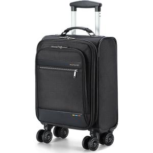 Underseat Carry on Luggage With Wheels,16 Inch Softside Expandable Under Seat Suitcase, Airline Approved Personal Item Bag for Men Women, Black