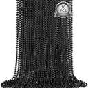 SHAOQINLIN 30 PCS Black Bead Necklaces, Black Mardi Gras Party Beads, New Year Eve Necklaces, 33 Inch Round Halloween Beaded Necklace for Mardi Gras, Christmas, Halloween, New Year Party Favors