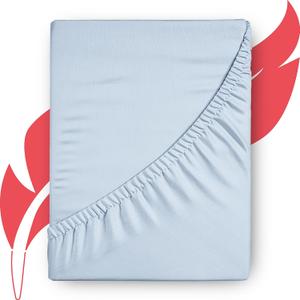 Ashton Sheets 100% Egyptian Cotton Fitted Sheet Queen Size - 1000-Thread-Count Queen Fitted Sheet Only, Extra Soft, Cooling, 16" Deep Pocket Luxury Sateen Weave Bottom, Hotel Quality - Light Blue