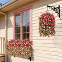 Artificial Fake Hanging Flowers for Outdoors, 2 Pcs Artificial Hanging Plants Outdoors Spring Summer Decor, UV Resistant Faux Violet Silk Flowers for Planters Front Door Yard Garden(Deep pink)