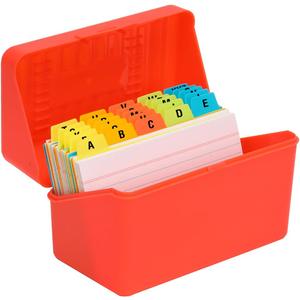 H4D 3x5 Index Card Holder with 100 Heavyweight Ruled Index Cards and 25 Plastic Dividers, Red