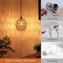 Plug in Pendant Light - Boho Rattan Hanging Lamp with 15ft Hemp Rope Cord, 3-Bohemia