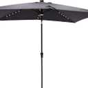 C-Hopetree Rectangular Outdoor Patio Market Umbrella with Solar LED Lights 6.5 x 10 ft