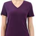 Merino Protect 100% Merino Wool V Neck T-Shirt for Women Short Sleeve Base Layers Odor Resistance Tops for Outdoor Hiking (Purple, S)