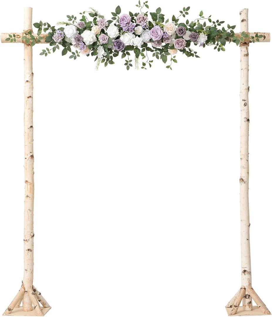 Ling's moment Wedding Arch Flowers - 6.5FT Floral Garland for Ceremony Arbor Backdrop Decoration - Artificial Rose Floral Swag for Sweetheart Table Birthday Party, Baby Shower, Purple (Prpl-lilac & Cream)