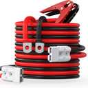NOONE Heavy Duty Jumper Cables for Diesel Trucks  1 Gauge 25 Feet extra long Booster Battery Cables with Permanent Installation kit and Quick Connect Plug for Car, SUV