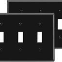 BESTTEN 2 Pack 3-Gang Toggle Wall Plate, Unbreakable Polycarbonate Toggle Light Switch Cover, Standard Size, UL Listed, Black