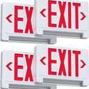 Exit Sign with Adjustable LED Pipe, Exit Signs with Emergency Lights Bar Combo, Compact Hardwired Exit Sign with Battery Backup，Red Led Emergency Exit Light for Business , 120V/277VAC,UL Listed,Top/Side/Wall Mount (4 Pack)