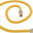 Eastman 48 Inch x 1/2 Inch OD Flexible Gas Line Connector with (2) 1/2 Inch MIP Fitting Ends for Natural Gas and Liquid Propane, Stainless Steel, Yellow, 20YE505048B