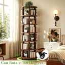 6 Tier 360° Rotating Solid Wood Bookshelf with Wheels