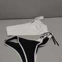 SherryDC Women's Cheeky Cutout One Shoulder Bikini Color Block V Cut High Leg Two Pieces Swimsuit, XL