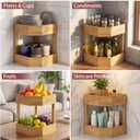 Yerliker 2 Tier Bamboo Corner Shelf Kitchen Fruit Cabinet Organizer Bamboo Corner Fruit Basket for Kitchen Countertop Space Saving Rack Counter Pantry Storage for Vegetables Spice Bottles Plates