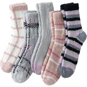 Fuzzy Socks for Women, Super Soft Warm Cozy Socks for Womens Winter, Warm Comfortable Fabric 5 Pairs (Multicolor)