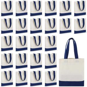 Amylove Mini Tote Bag Sublimation Blank Canvas Tote Bags Reusable Grocery Luggage DIY Sack Goody for Party Even (8.5 x 8 Inch, White, Blue)