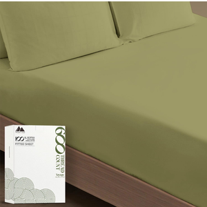 MAYFAIR LINEN 100% Egyptian Cotton Full Size Fitted Sheet Only - 600 Thread Count 16" Deep Pocket Full Size Fitted Sheet, Soft Cooling Sateen No Pop-Off Elastic Bottom Sheet for Adults - Sage Green
