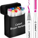Caliart 18 Colors Brush & Chisel Permanent Alcohol Markers, Dual Tip Artist Sketch Art Markers Set for Adult Coloring Book, Aesthetic Cute School Supplies, Pens for Drawing Coloring Illustrations