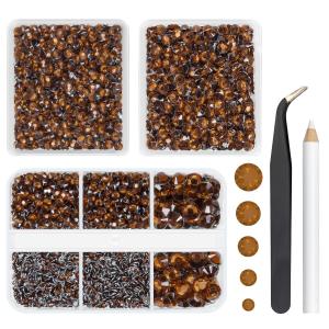 qiipii 3 Boxes 5070PCS Dark Brown Resin Rhinestones 2mm 3mm 4mm 5mm 6mm Chocolate Crystal Stones Crystals Diamonds No-Hotfix Gems Charms for Nails Face Eyes Makeup Tumblers Mugs Bottles Crafts Clothes
