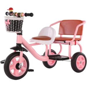 High Carbon Steel Children's Tricycle/Soft and Comfortable Pedal Tricycle Can Take People with Back Seat Kids Tandem Tricycle for Boys and Girls Ages 3+,Pink
