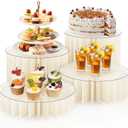 Homode Buffet Risers, 4PCS Food Risers for Buffet Table, Acrylic Risers Display Stands with Foldable Bases, Clear Dessert & Cake Stands, Tall Cylinder Stands for Party, Wedding, Event Decor