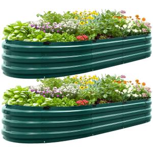 KING BIRD Raised Garden Bed Kit 2025 Upgraded 10-Minute Assembly Galvanized Planter Garden Box Outdoor for Gardening, Vegetables, Flowers, 47x24x12 in, Green