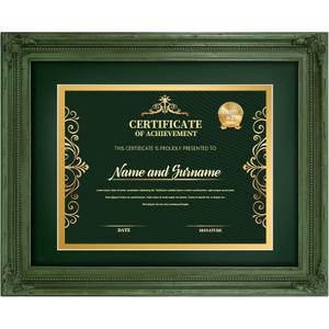 SIMON'S SHOP Diploma Frames 11x14 Matted to 8.5x11 Picture, Rustic Picture Frames 11 x 14 with Mat for 8.5 by 11 Certificates Documents, Distressed Green Frames