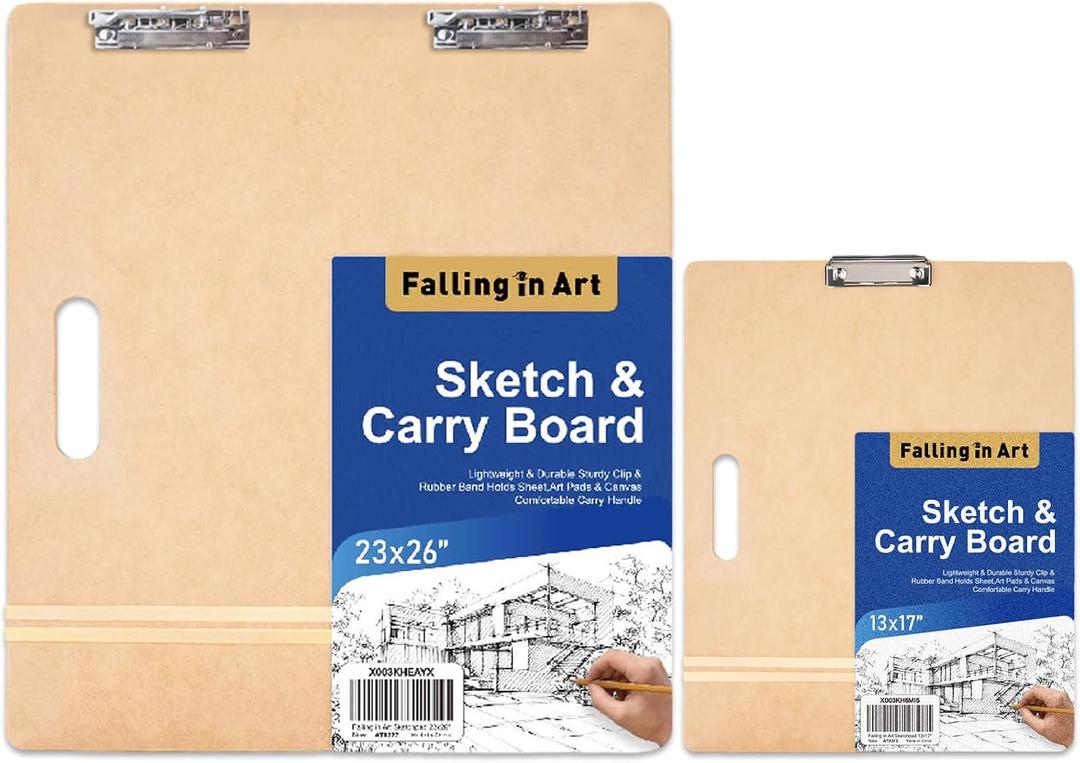 Falling in Art 13X17&23X26 Sketch Board with Sturdy Clip &Rubber Bands