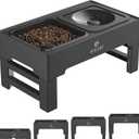 ELS PET Elevated Dog Bowls, Adjustable Raised Dog Bowls with No Spill Dog Water Bowl and Stainless Steel/Slow Feeder, Stand for Small Medium Large Dogs,Cats & Pets (Plastic)