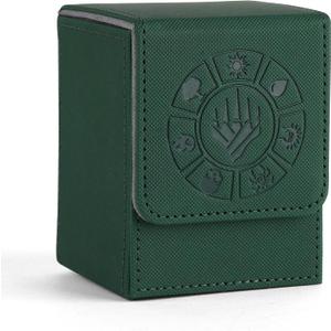 Card Deck Box, 110+ Storage MTG Deck Box with 50 Pcs Card Sleeve, Collectible Trading Card Cases for Magic Commander and More (Green)