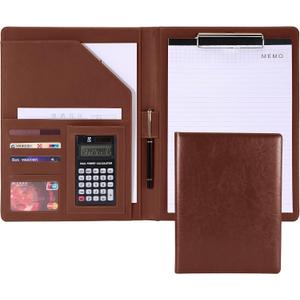 Handsome Padfolio/Resume Portfolio Folder,Interview/Conference Document Organizer & Business Card Holder,A4 Binder Portfolio & Office Conference Notepad clipboard Folder, Brown