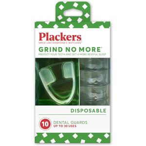 Plackers Grind No More Night Guard, Nighttime Protection for Teeth, Sleep Well, BPA Free, Ready to Wear, Disposable, One Size Fits All, 10 Count