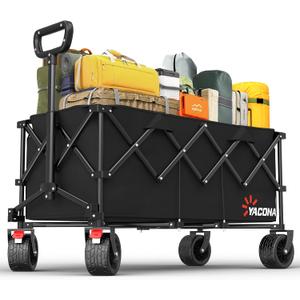 52.4" L Extra Large Collapsible Wagons Carts Foldable, 450lbs Heavy Duty Folding Beach Wagon with All-Terrain Big Wheels, Utility Wagon Cart for Groceries, Outdoor Camping, Shopping, Beach, Garden