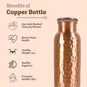 Pure Copper Bottle | 34Oz Water Bottle For Drinking | Leak-Proof Hammered Design Bottles For Home, Gym, School & Travel | Durable, Rust Proof & Handmade Bottles | Ayurvedic Copper Cups