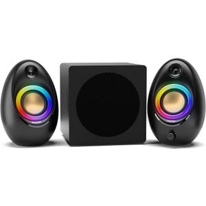 Bluedee Computer Speakers with Subwoofer, 2.1 PC Speakers with Deep Bass and 80W Peak Power, Adapter Powered, Bluetooth 5.4 & USB/USB-C/AUX-in, RGB Desktop Speakers for Computer, Laptop, Monitor