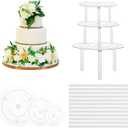 Thinp 15 Pcs Cake Dowels Rods with 3 Cake Boards Set, 4 6 8 Inch Plastic Tiered Cakes Supports, Reusable Hollow Stacking Dowels for Wedding Birthday Party Cakes Construction Supplies